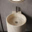 Lavabo de salle de bain mural rond 16 "à surface solide avec support de fixation, lavabo moderne d'aspect marbre-130524301