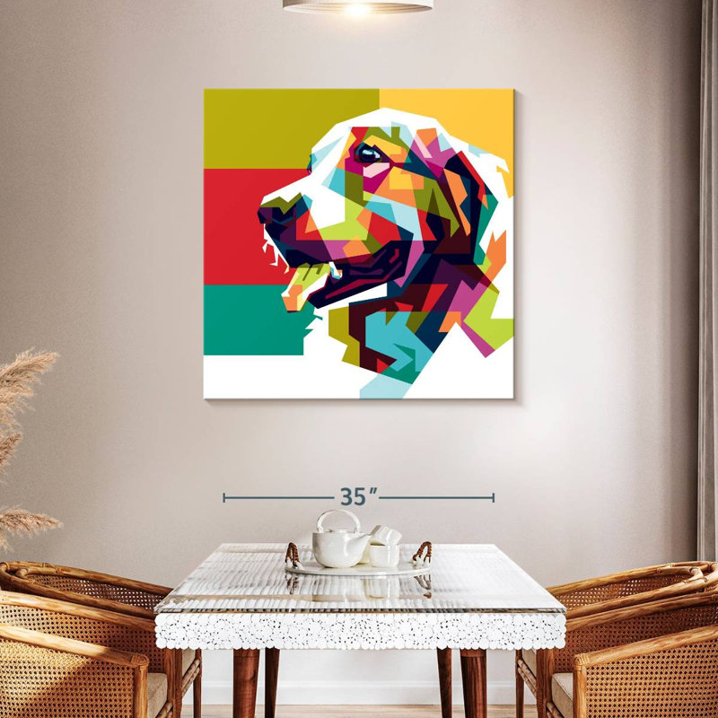 Golden retriever Brampt abstrait, H 39 po x l 39 po