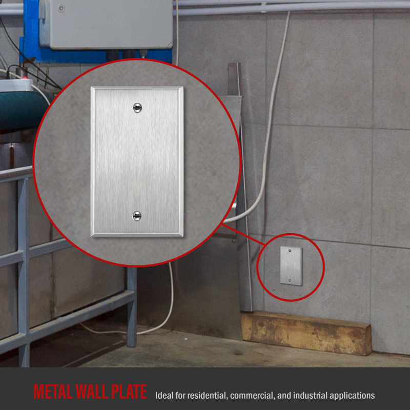 Silver Stainless Steel 1-Gang Blank Wall Plate