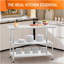 Table en acier inoxydable pour préparation et travail 24 po x 60 po avec 2 tablettes réglables, postes de travail commerciaux, table utilitaire dans la cuisine, garage, buanderie, barbecue extérieur
