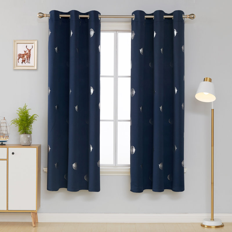 Víctor Room Darkening Curtain Pair, 51" W x 71" L, Navy Blue