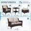 Ensemble de conversation de patio en osier 6 pièces, causeuse, chaises, repose-pieds et table d'appoint avec coussins 6 pièces PE-130126763