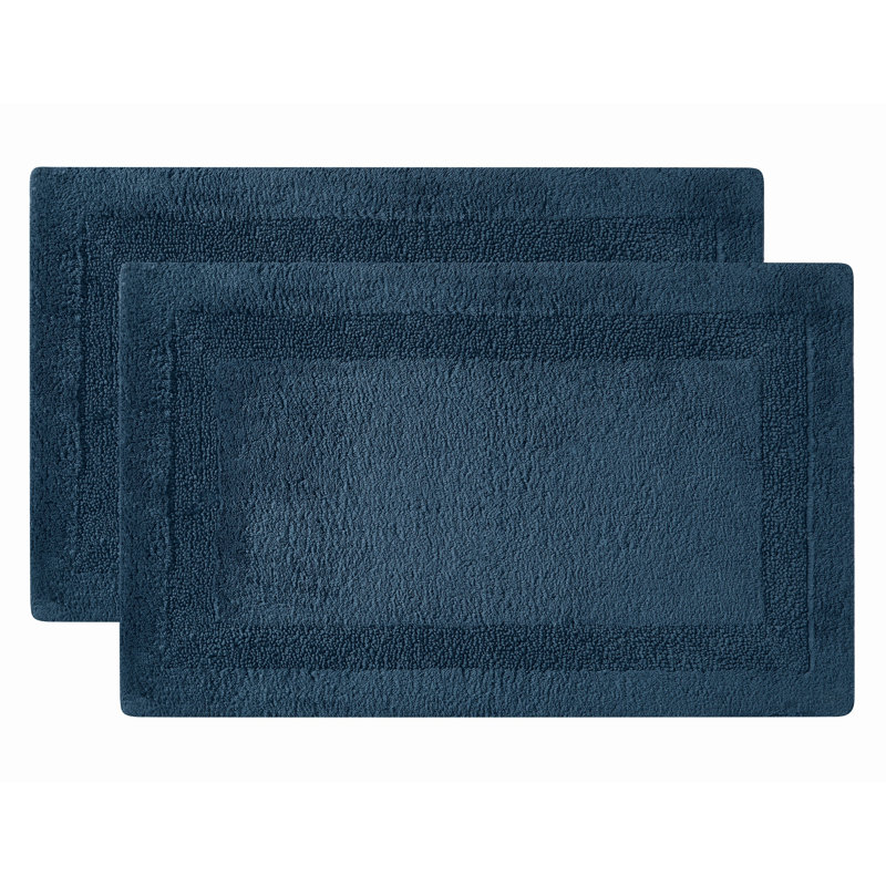 Papastamelos Set of 2 (20x32) Bath Rug in Grey, Set of 2 - 32" L x 20" W, Navy
