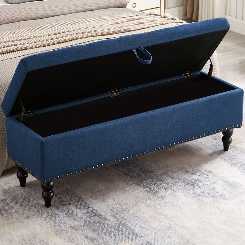 Banc de rangement rembourré Delshawn, Bleu