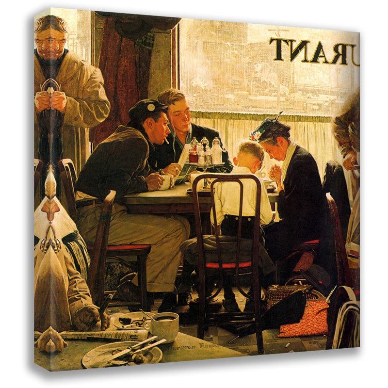 «Saying Grace» par Norman Rockwell, toile tendue avec châssis, H 24 po x l 17 po