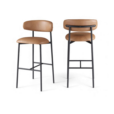 Tabouret de bar rembourré en cuir Lupita