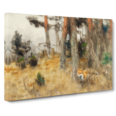 Roaming Fox by Bruno Liljefors - Wrapped Canvas Painting