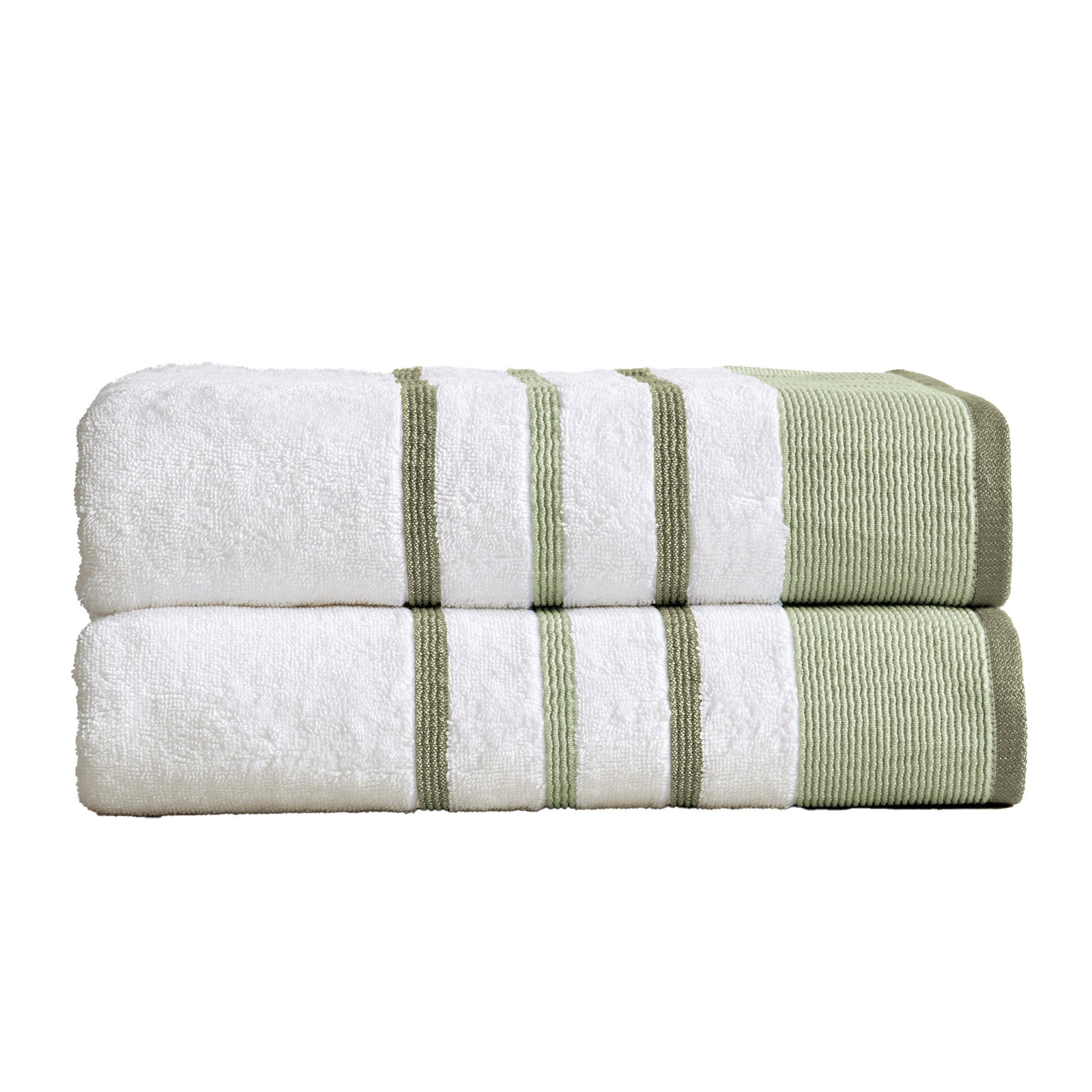 Deanthony Luxury Cotton Decorative, Desert Sage Green/Moss Green, Bath Sheets - 2 Pack