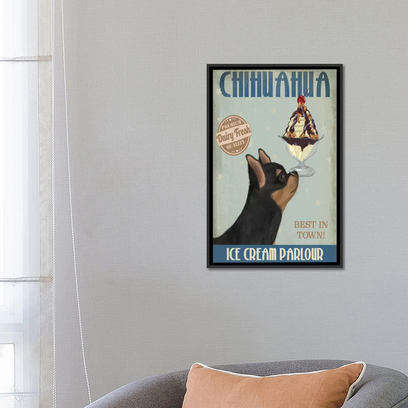 « chihuahua ice crème », reproduction d’impression sur toile tendue Fab Funky, H 60 po x l 40po x P 1,5 po, Pas de tapis