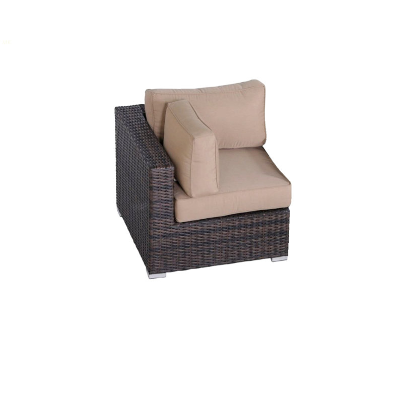 Coins de coin de 33 po de large avec coussins - Ensemble modulaire d'extérieur entièrement assemblé, Brun, Brun