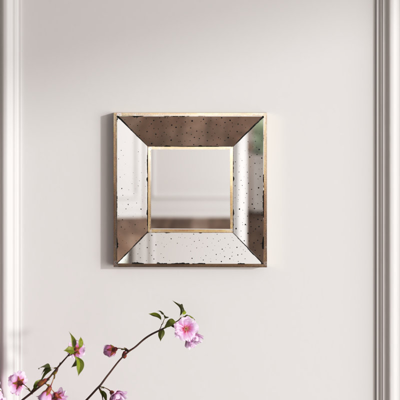 Distressed Silver Square Accent Mirror, Wall Mirror for Living Room, Entryway, Office, Bedroom, Hallway, 12" x 12"