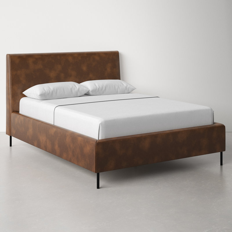 Naoma Vegan Leather Platform Bed, Brown, California King