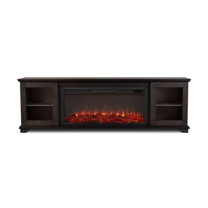 Benjamin 81" Landscape TV Stand with Electric Fireplace by Real Flame, Weathered Wood, Standard