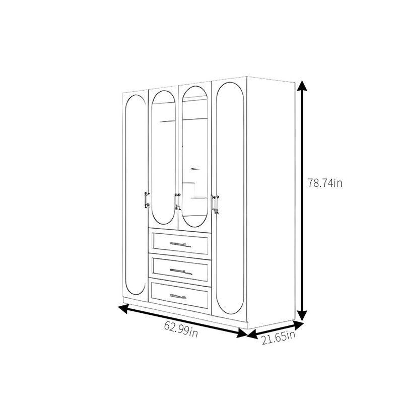 Classic Cream White Wardrobe, 78.74" H x 62.99" W x 21.65" D
