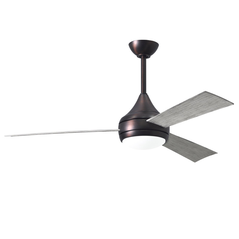 Donaire LED Outdoor Downrod Ceiling Fan, Brushed Bronze, Barn Wood Tone