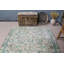 Tapis turc fabriqué à la main Grace avec motifs floraux élégants crème et turquoise