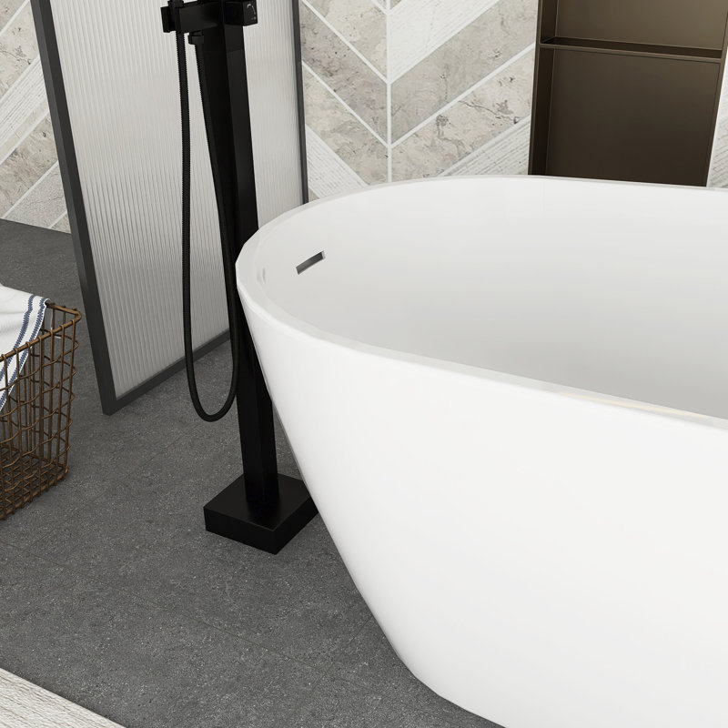 67" White Acrylic Freestanding Bathtub