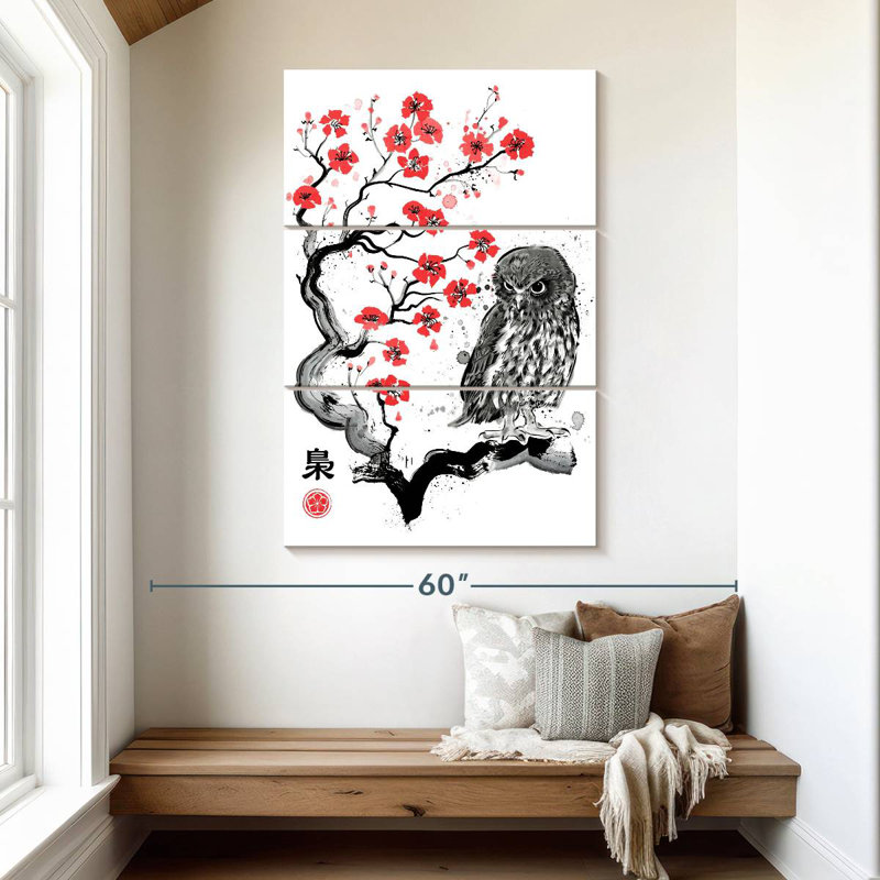 Brampt Fukuro Sumi-E, 50" H x 32" W