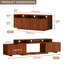 Ensemble de meubles de salon de style Mid-Century moderne, ensemble de divertissement de quatre pièces brun avec panneau en relief et tiroirs, meuble télé extensible avec rangement en bois et table basse pour téléviseur 75/85/100 pouces