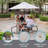 Rectangular Metal Folding Outdoor Picnic Table With Umbrella Hole , 58'' in. W 71.9'' in. D