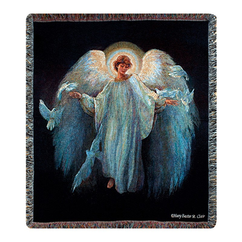 Jeté de tapisserie tissé manuel 50 po x 60 po Messenger of Peace