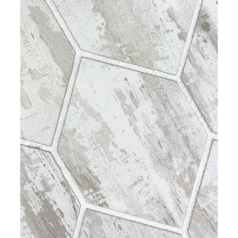 Tuscan Design 4" x 5" Glass Honeycomb Mosaic Wall Tile, Birchwood White, White, Gray