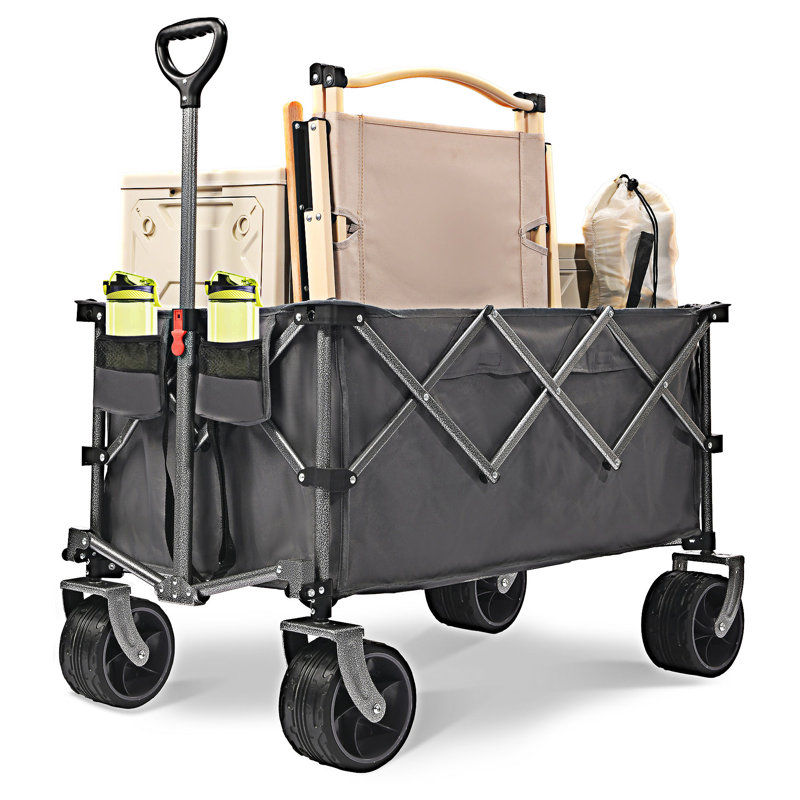Folding Wagon Cart With Big Wheels, Gray