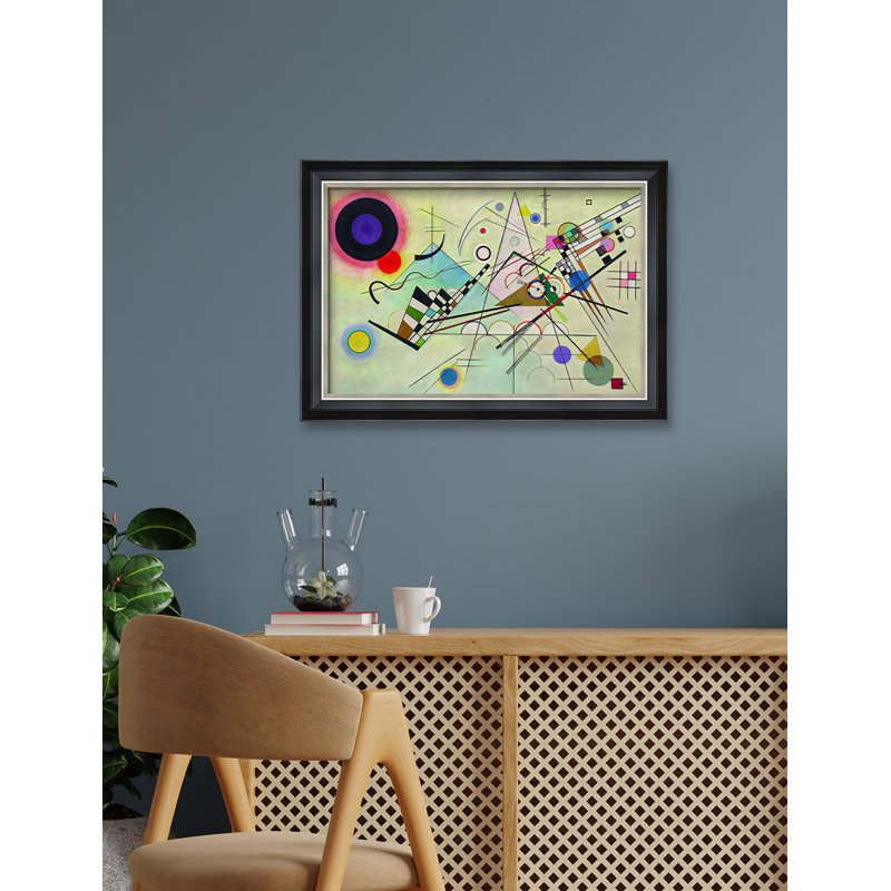 Composition 8 par Wassily Kandinsky, art mural abstrait, estampes numériques sur toile de coton sans acide, Cadre photo noir