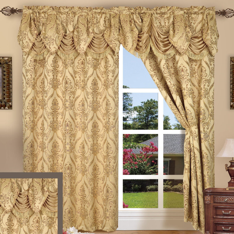 Room Darkening Curtain Pair, Gold and Gold