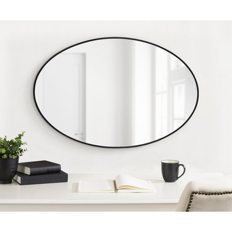 Miroir rond en métal Anacleta, Noir, 24 po x 36 po