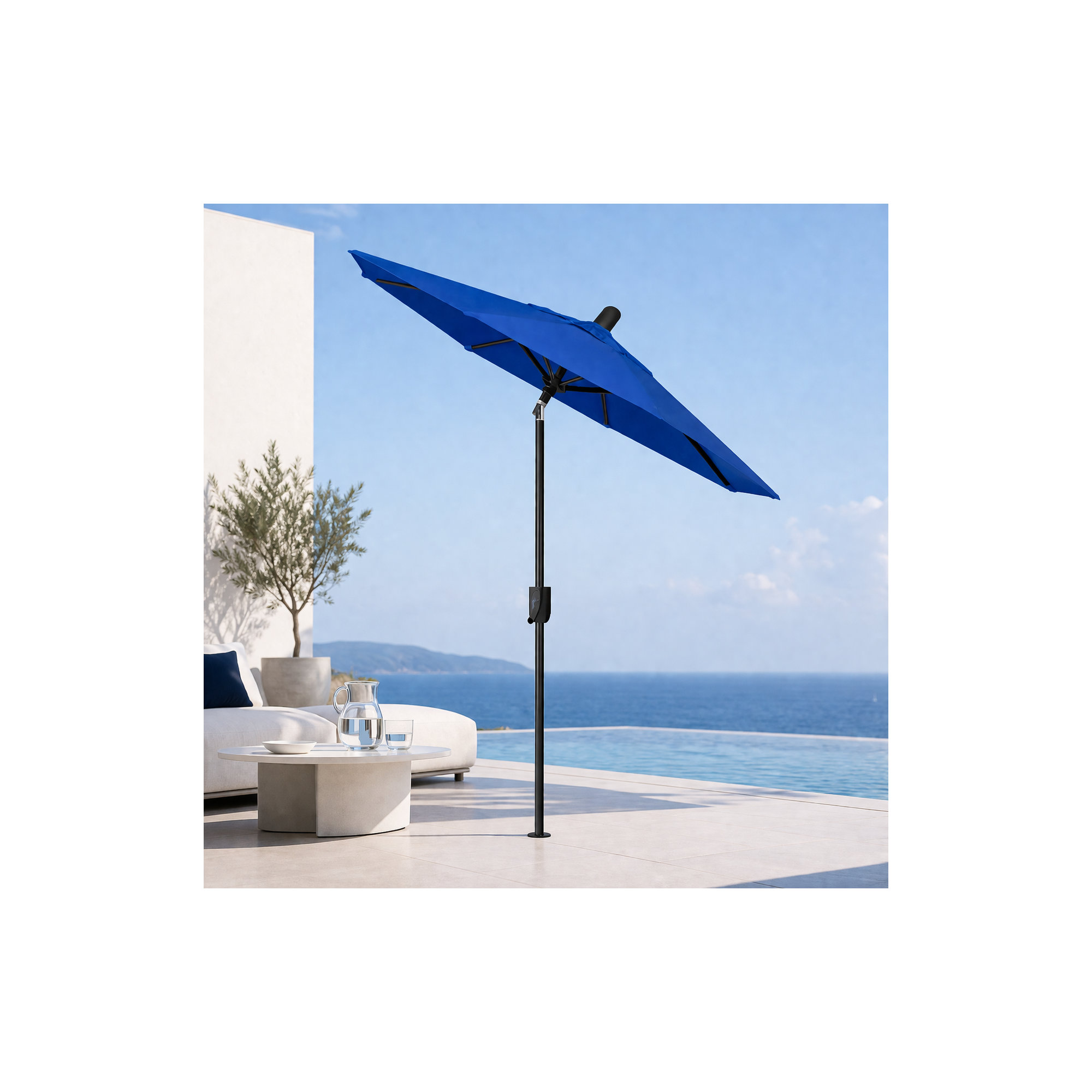 Natalie 74.5'' Outdoor Umbrella, Canvas Pacific Blue, Antique Bronze