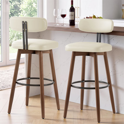 Ensemble de 2 tabourets de bar pivotants, hauteur de comptoir 30 po, similicuir
