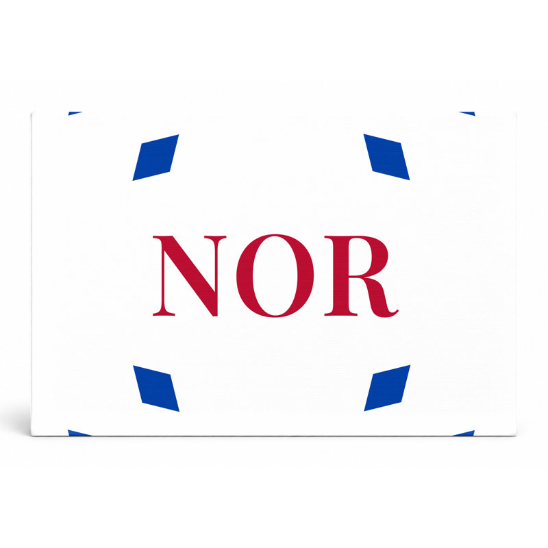 Drapeau de la Norvège, monogramme de diamant de luxe - bleu blanc rouge - art mural sur toile, H 12 po x l 18 po
