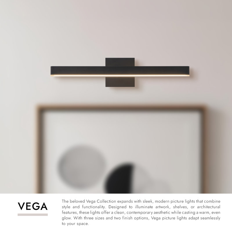 Vega 19-in Black dimmable LED Picture Light, Antique Brass, 19.00