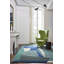 Polia Hand Tufted Wool Abstract Area Rug in Teal/Navy/Gray/Ivory