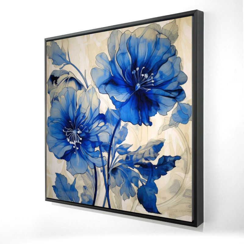 Fleurs bleues - Toile de cuisine abstraite, décoration sur toile