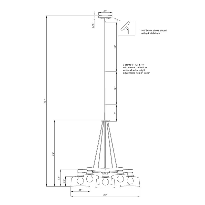 Audriona 5 - Light Dimmable Tiered Chandelier
