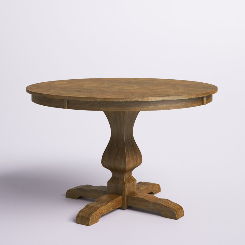 Ailla Round Solid Wood Base Dining Table, Brown