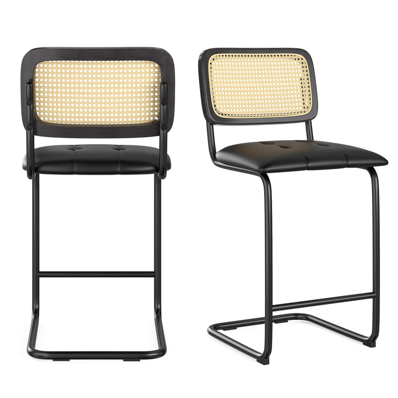 Tabouret de bar et de comptoir Baur, Noir, Noir, Tabouret de comptoir (siège d'une hauteur de 26 p