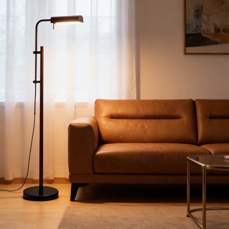 Adjustable Pharmacy Floor Lamp With 10W Led - Industrial Reading Lamp For Living Room, Office, Or Bedside - Height Adjustable From 45 To 61 Inches