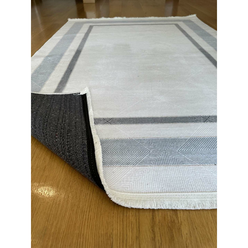 Tapis en coton avec envers antidérapant Lanney, Rectangle 3 pi 11 po x 7 pi 3 po