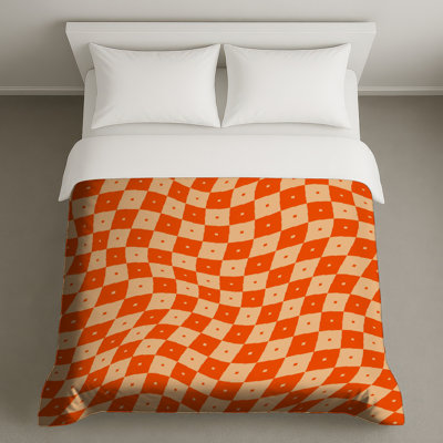 Orange Beige Checkered Duvet Covers