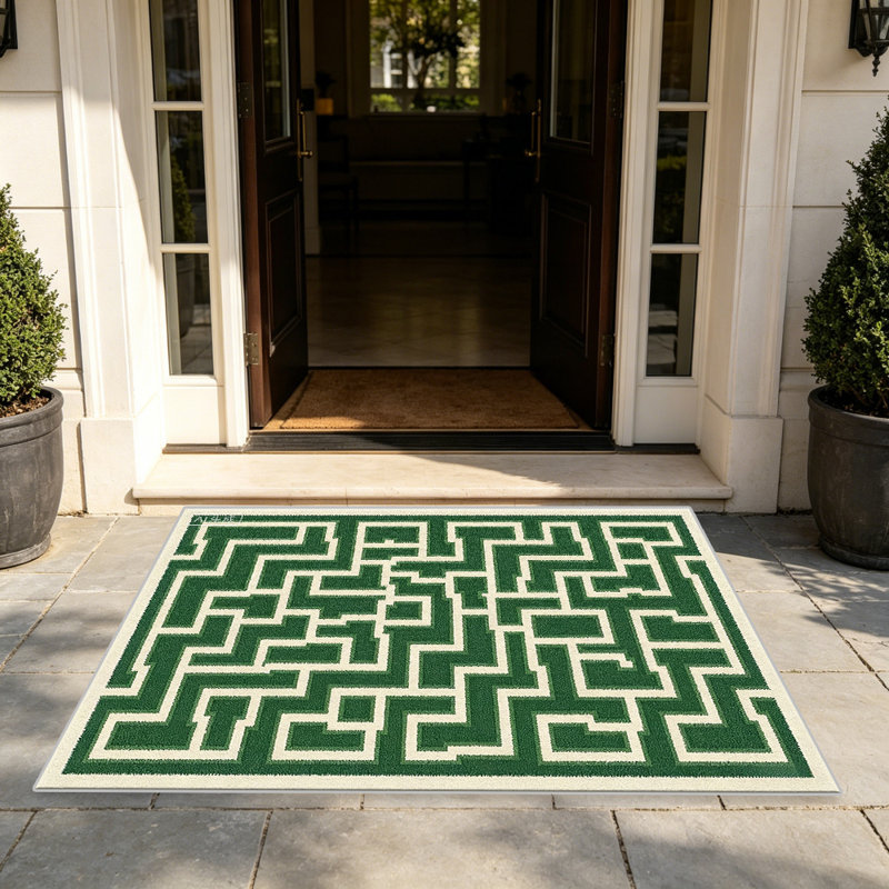 Green Greek Maze area rugs for Living Room, Soft and Comfortable, Suitable for all seasons, easy to maintain, machine washable Indoor floor mat, Under Table Farmhouse suitable for Bedroom, Dining Room, Study, Patio, Balcony, Home Decor