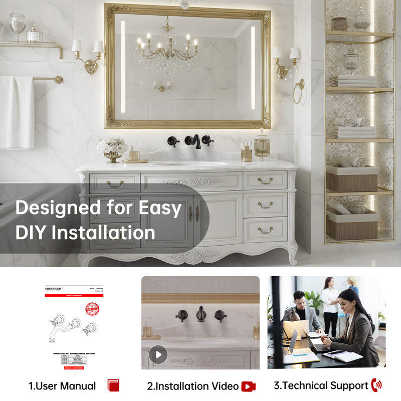 Sumerain Traditional Wall-Mount Bathroom Sink Faucet,Two-Handle Bathroom Faucet with 360° Swivel Spout, Oil Rubbed Bronze