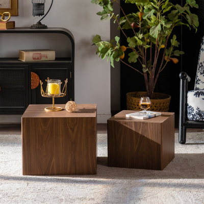 Ensemble de 2 tables basses gigognes noyer