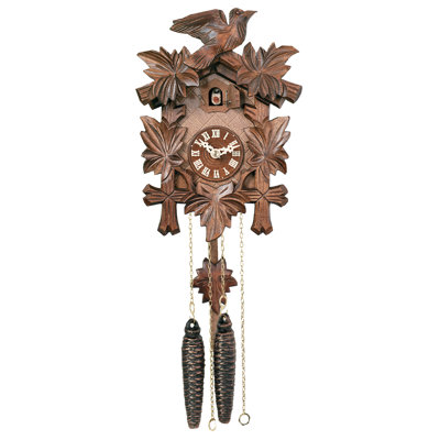  9" H Traditional Wooden Cuckoo Clock with Pendulum & Night Shut-Off Feature