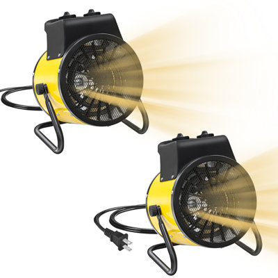 2 Pack Greenhouse Heater, 1500 W Electric Indoor Ceramic Fan Portable Space Heater with Overheat Protection, Yellow