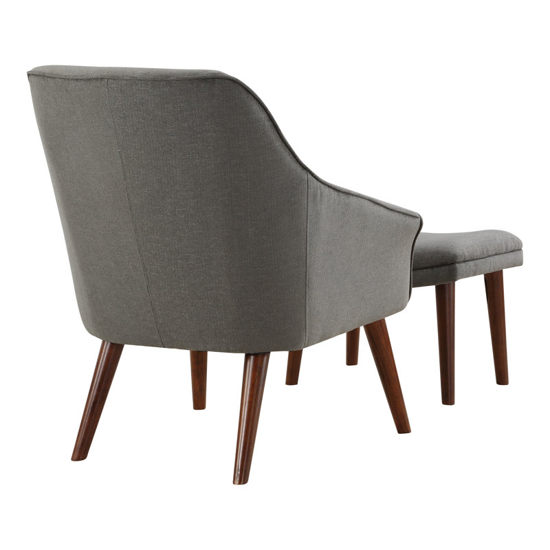 Chaise et repose-pieds Khristen, Mélange de polyester gris anthracite