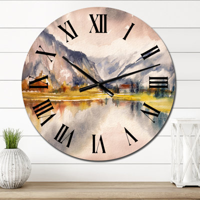 Autumn Landscape With Sky Reflected On Lake - Country wall clock