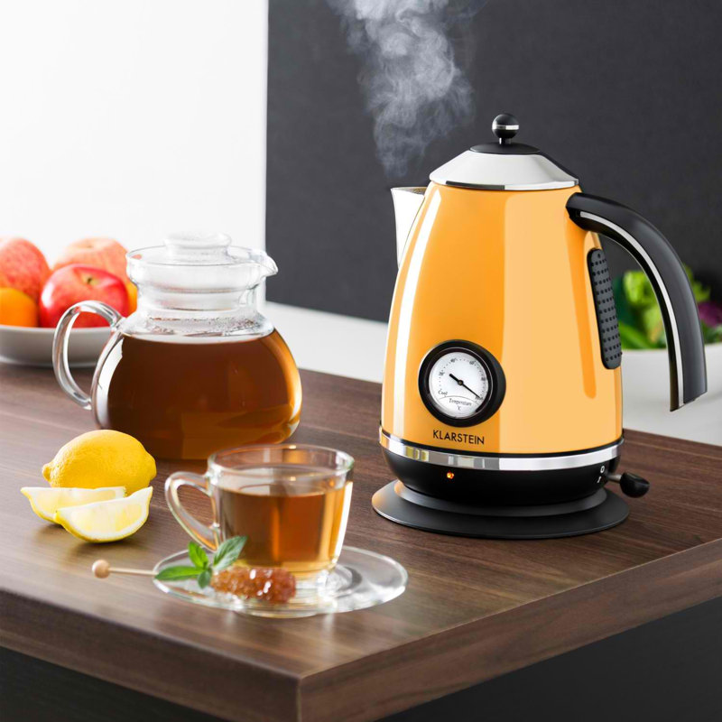 Klarstein 1.7L Stainless Steel Electric Tea Kettle, Orange